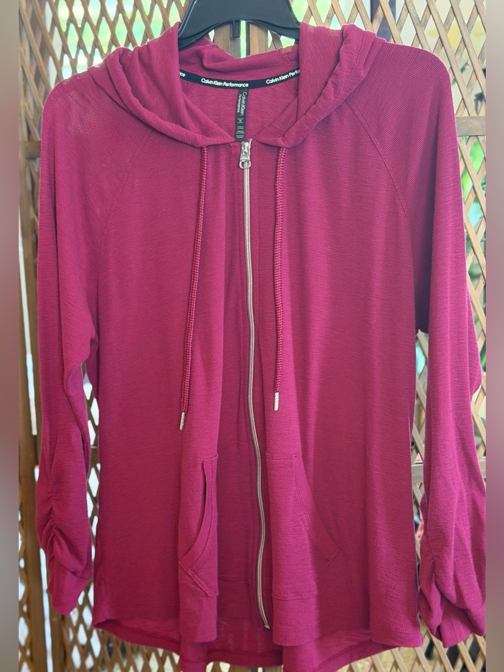 Calvin Klein Maroon Lightweight Zip up Performance Hoodie